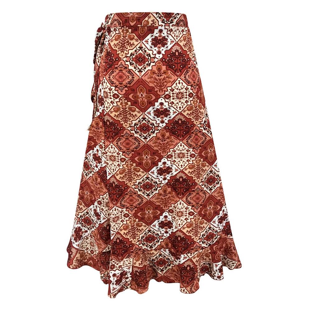 New 2021 Women's Sexy Floral High Waist Boho Ruffled Long Skirt Split Boho Beach Wrap Skirts Fashion Sexy Skirts Summer