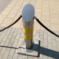 Hairline Finish SS304 SS316 Fixed Street Traffic Bollard With Hook for Chains Flexible Protection Road Bollards