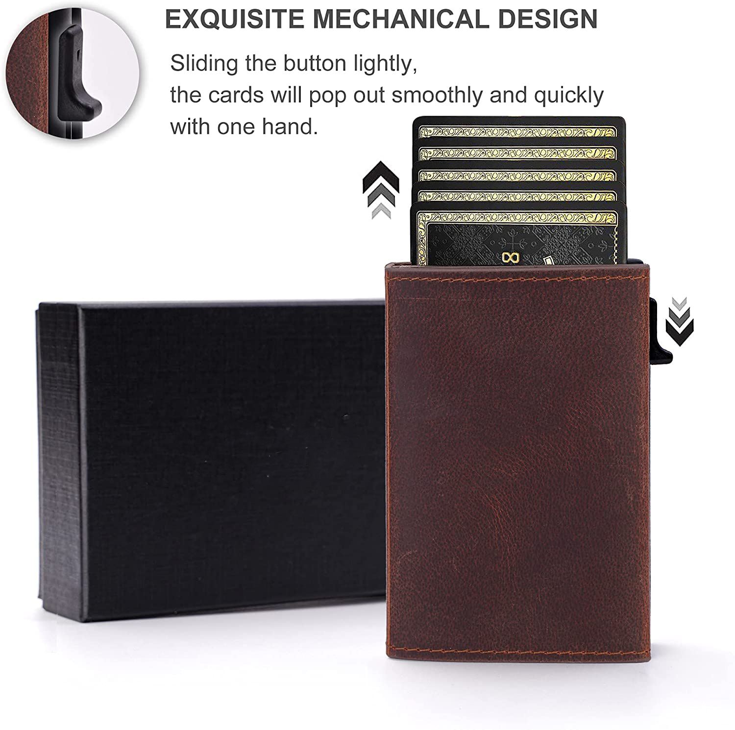 Factory direct wholesale Mens Slim Leather wallet with Money Clip RFID Blocking Credit Card holder Minimalist smart wallet