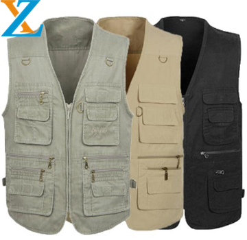 Outdoor Breathable Polyester Men Workwear Fishing Travel Photography Vest with Multi Pockets for Summer