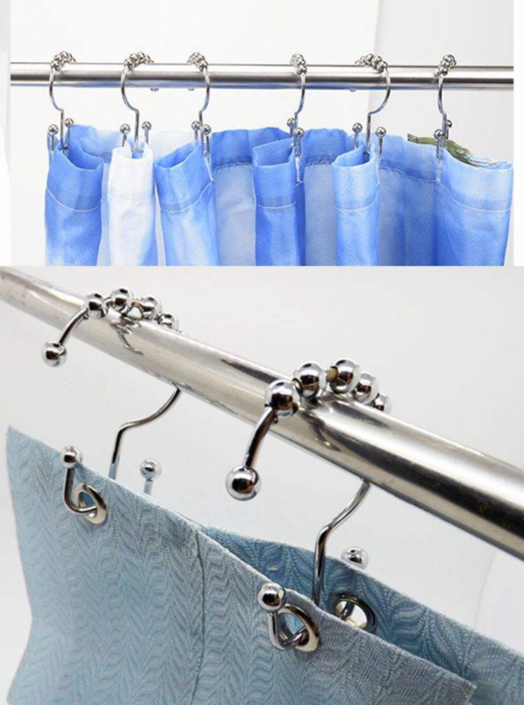 YIWANG Wholesale 12 Pieces Per Set Iron Metal Shower Curtain Double Ring Hooks