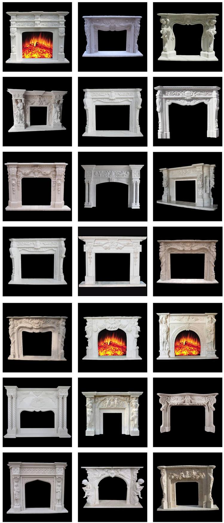 Hand Polished White Color Indoor Decor Gas Fireplace Sale