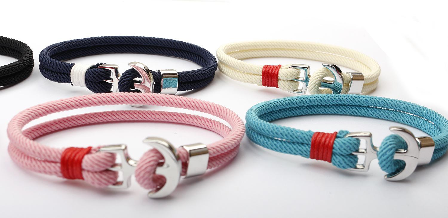 BEIZE Various colour nautical Milan rope anchor bracelet for men/women