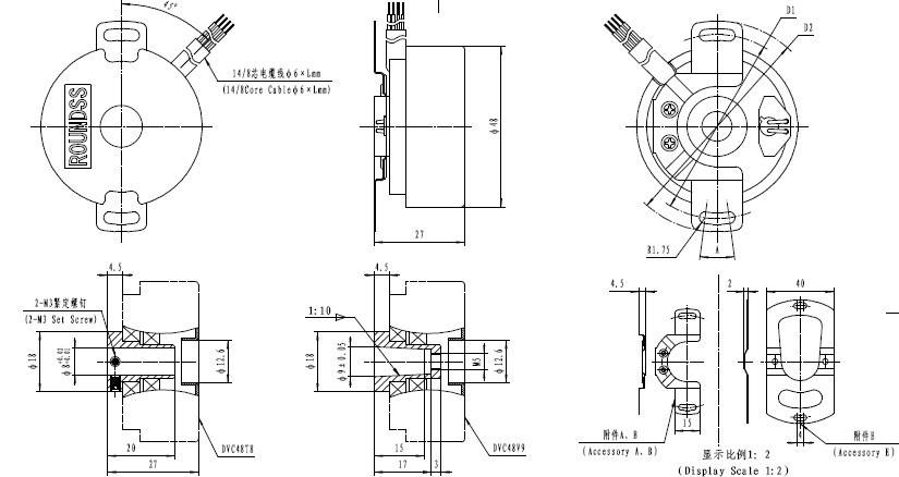 Roundss 48mm size servo motor encoder replace tamagawa encoder OIH48-2500P8-L6-5V