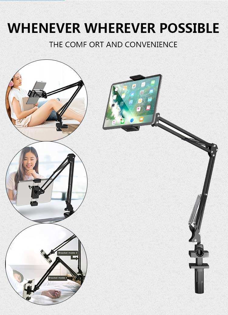 Blive 360 Rotation Metal Portable Long Arm Desk flexible Lazy Bracket Stand Tablet stand Cell Mobile Phone Holder