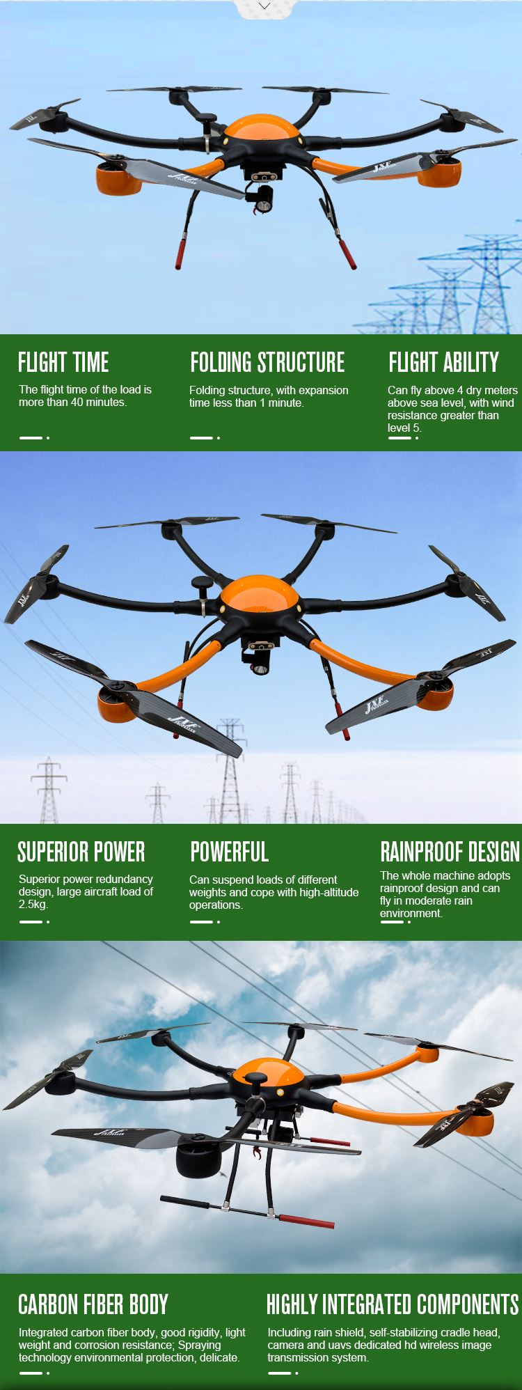 Power line inspection robot uav drone for tower and high voltage line inspection