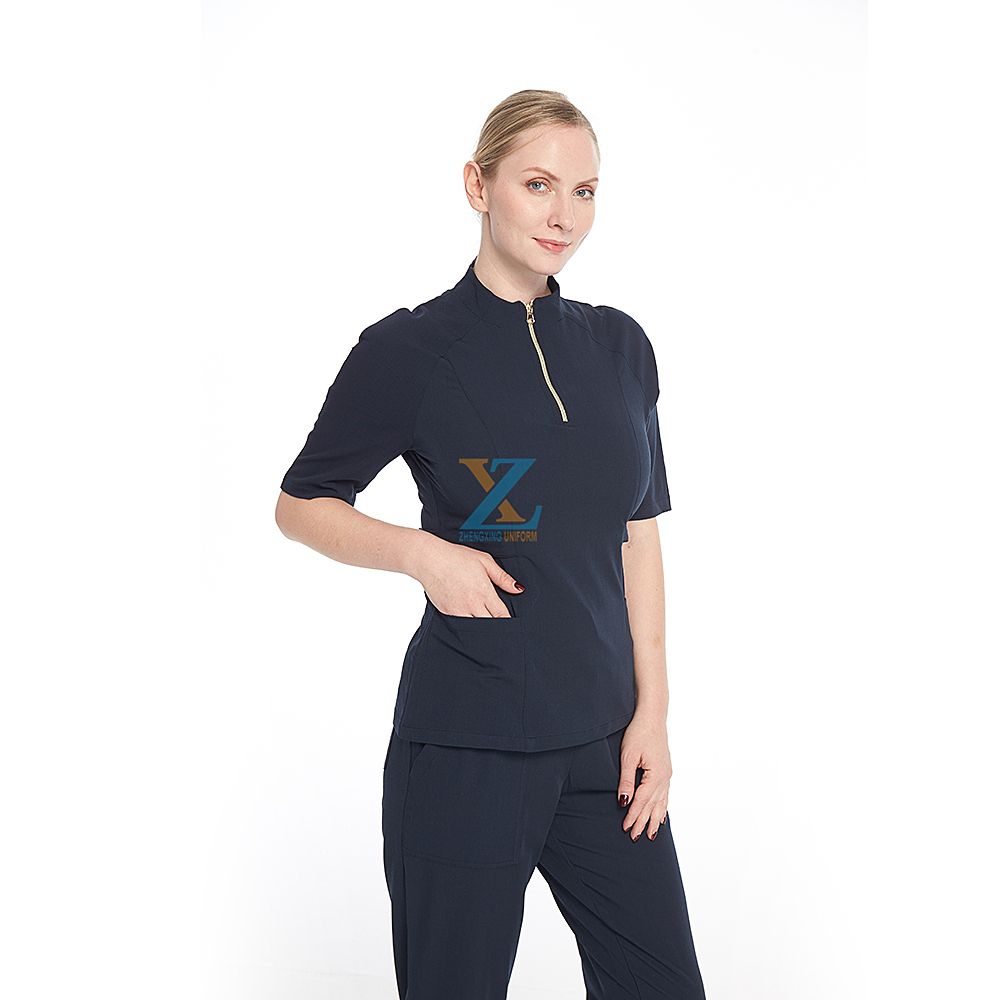 OEM custom printed logo Women short sleeve trendy style v neck Dental Uniform Scrubs with label