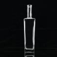 375ml Alcohol Liquor Bottle flat Shoulder Glass Low-cost Liquor Glass Bottle Metal Screw Cap