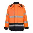 Factory Supply Winter Worker Insulated Workwear Orange Hi Vis Waterproof High Visibility Work Jacket