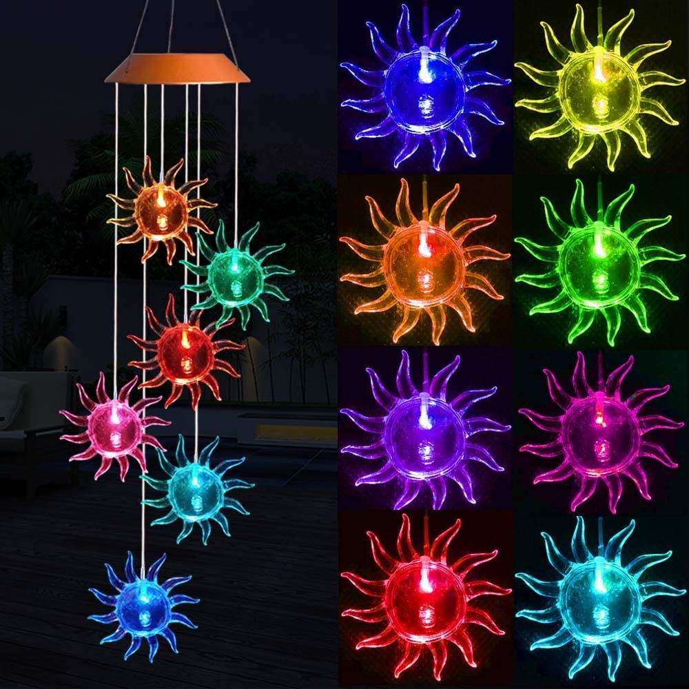 DIFUL LED Solar Light Wind Chime Star Decoration Lamp Outdoor Waterproof Garden Garland Hanging Lantern Christmas Decor Lights