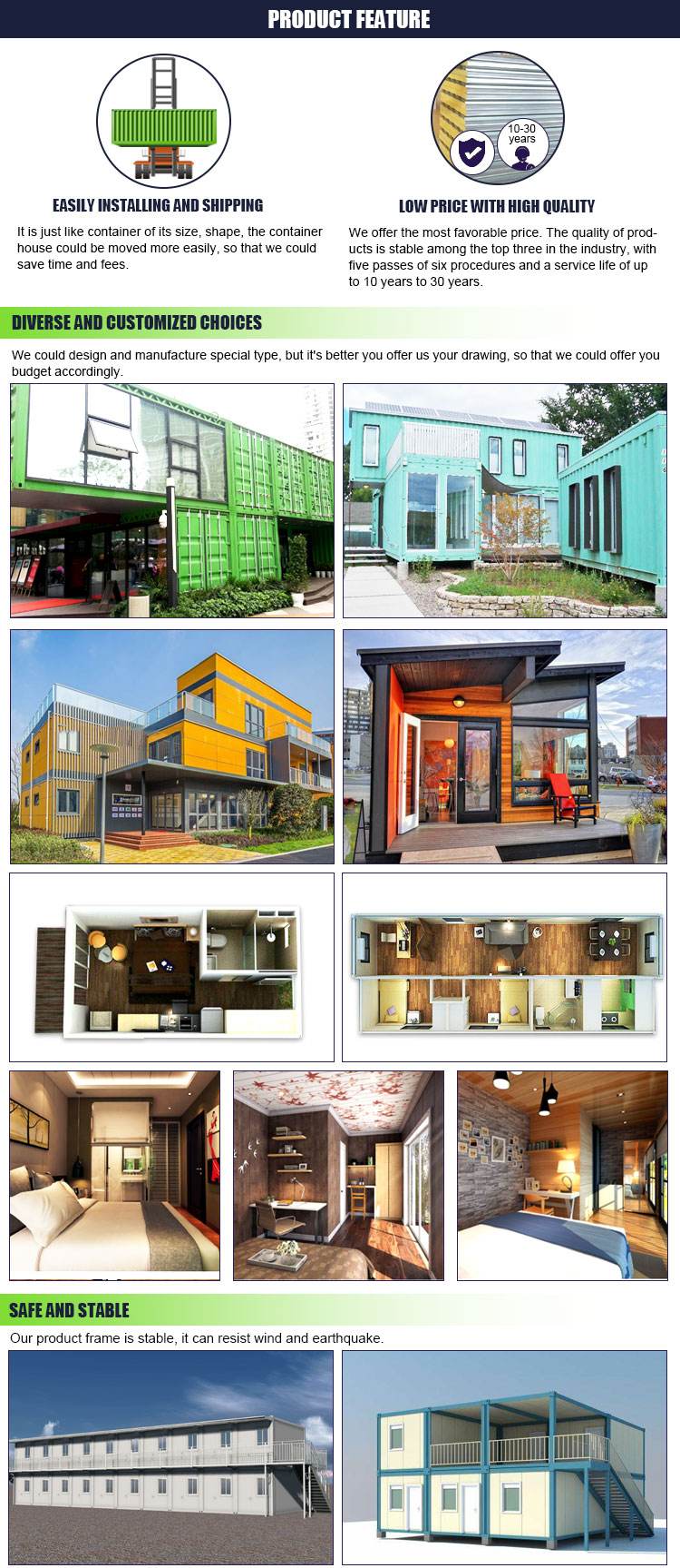 Portable design 20ft 40ft shipping container toilet blocks mobile container park restrooms