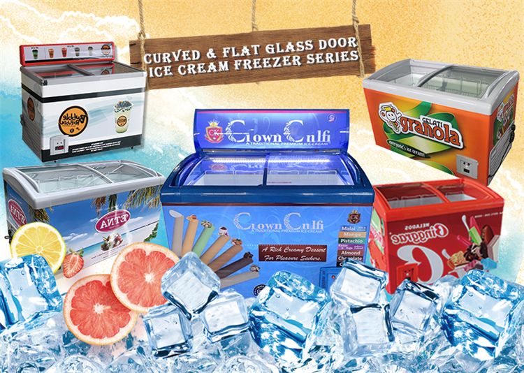 Ice Cream Chest Display Deep Freezer with Double Glass Doors SD/SC-258Y