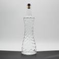 Fancy empty spirits liquor glass bottle Customized design thick bottom cork vodka whisky 750ml flint glass bottle