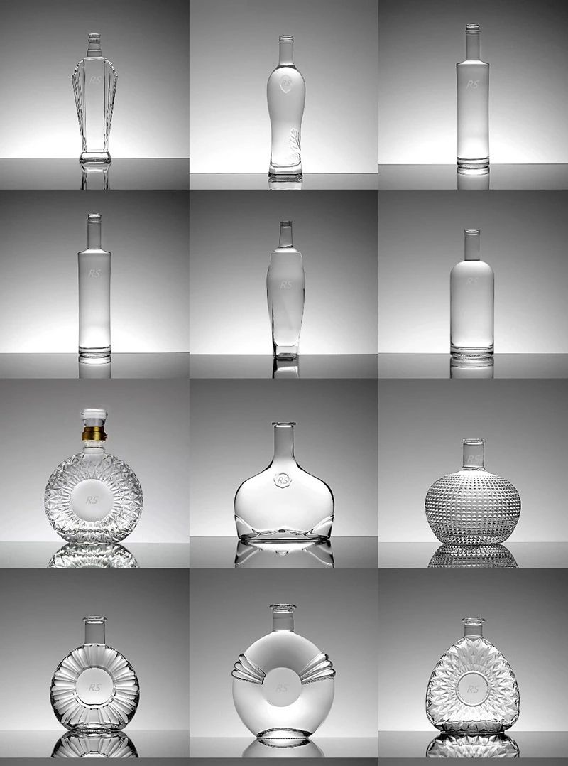 Fancy Design 750ml Empty Spirit glass Bottle Rum Gin Bottle Premium 500ml Vodka Whiskey Brandy Glass Bottle Manufacturer