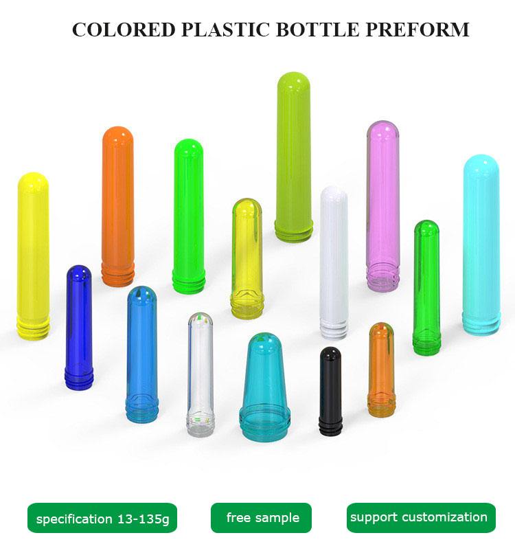 Green plastic multi colour 23 gram size neck biodegradable 28mm pet preform for jars and pure water bottle
