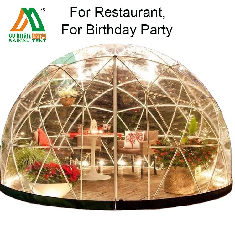 3.6m Luxury Transparent Dome Geodesic Outdoor Plastic Garden Igloo Tents For Sale