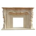 Pure white stone cultured marble fireplace mantel