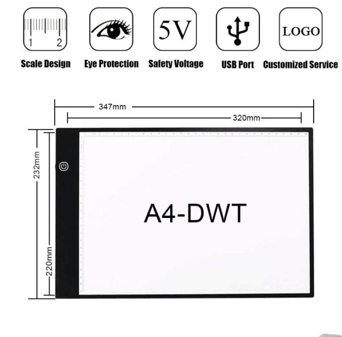 A4 LED Electronic Graphic  Digital Tablet Hand Writing Board Led light pad tracing light for drawing sketching and X-ray Viewing