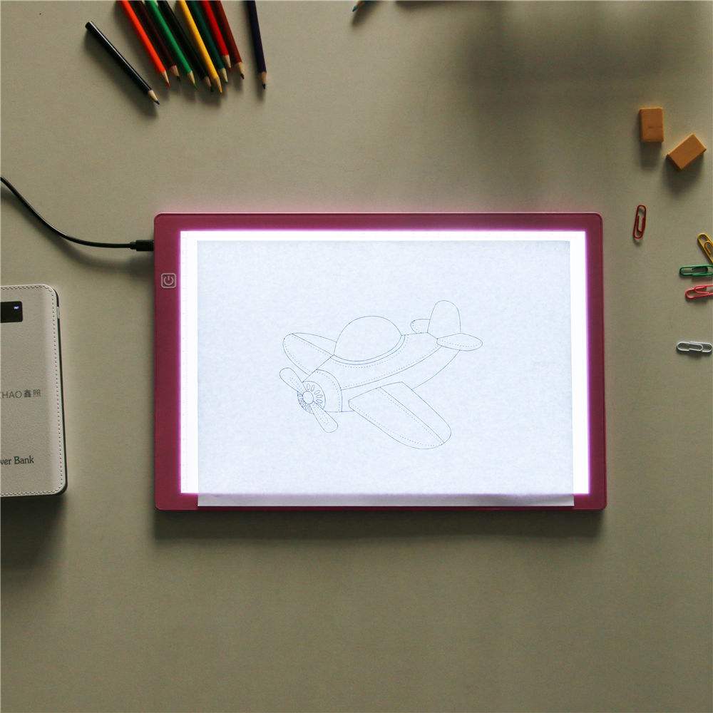 2020 New Product A4 Acrylic Pink LED drawing board magnetic Light Box LED Drawing pad light tracing Sketching drawing toys