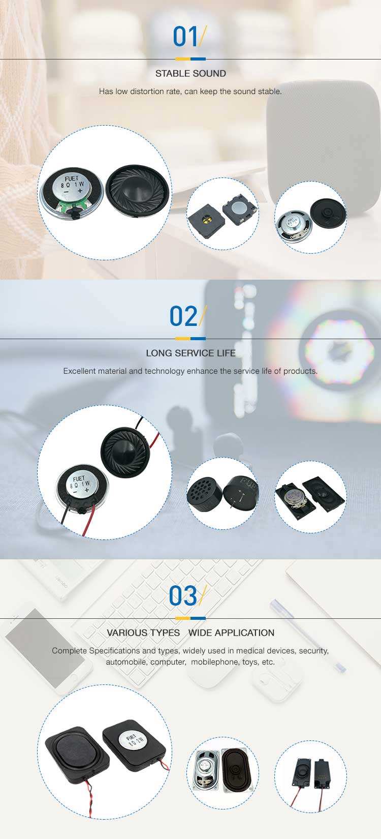 FUET 30*20MM 4 Ohm 2W Rectangle Small Speaker with BOX Full Range Laptop Speaker with cable 2pin pitch 1.25 Speaker