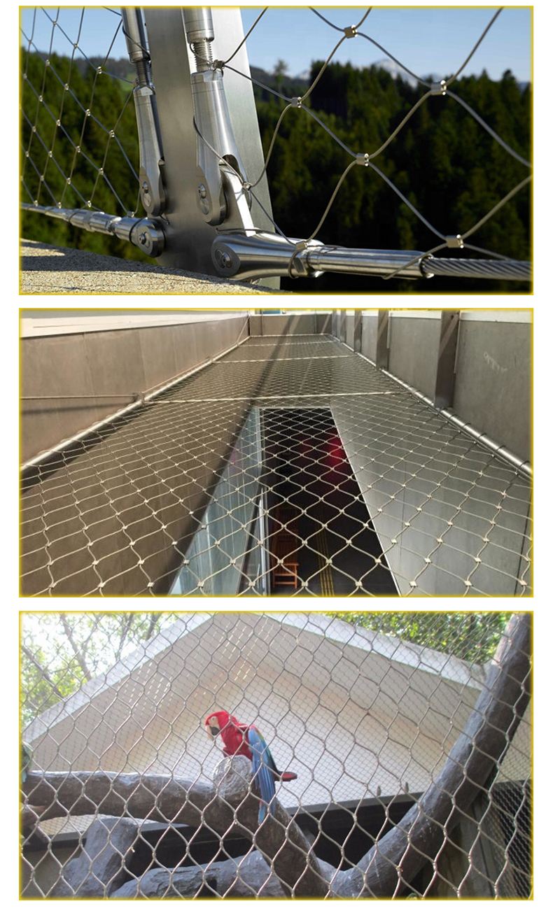 Enclosure Animal Metal 316 stainless steel wire rope mesh zoo mesh