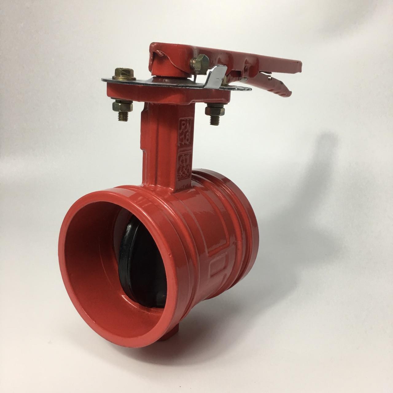 Dn50 cast iron handle type fire line grooved signal butterfly valve