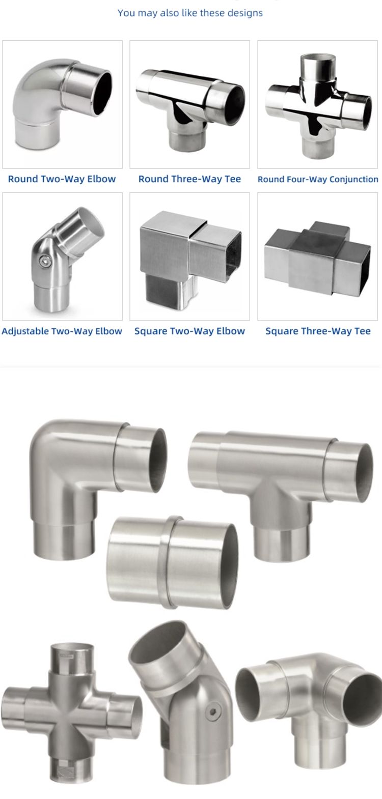 Square Stainless Steel 3 Way Handrail Tube Connector