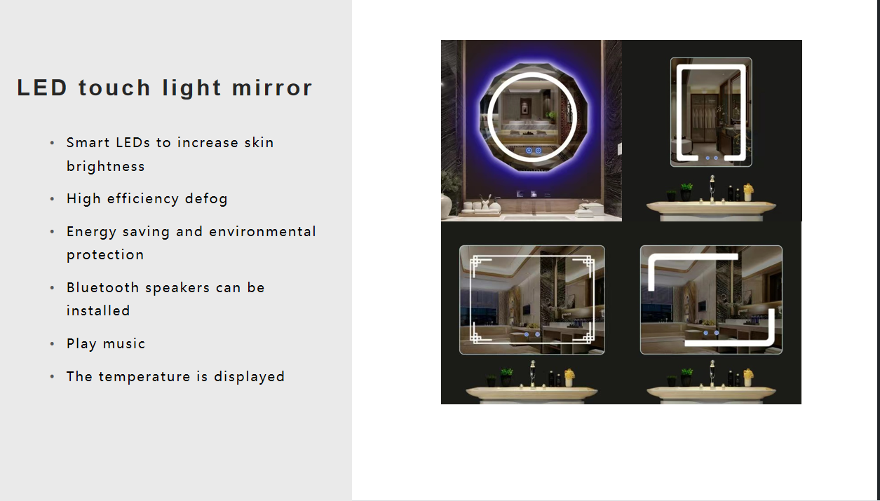 Factory wholesale LED bathroom with light/anti-fog mirror touch switch