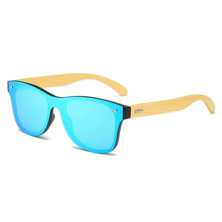 Private Label Custom OEM Green PC Bamboo Arms One Piece Mirror Wood Sun Glasses Sunglasses 2020