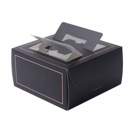 Wholesale Square 10x10x5 Cheap Coated Paper handle Plastic Clear Window Mini Cup Pop Cake Boxes With Clear Lid