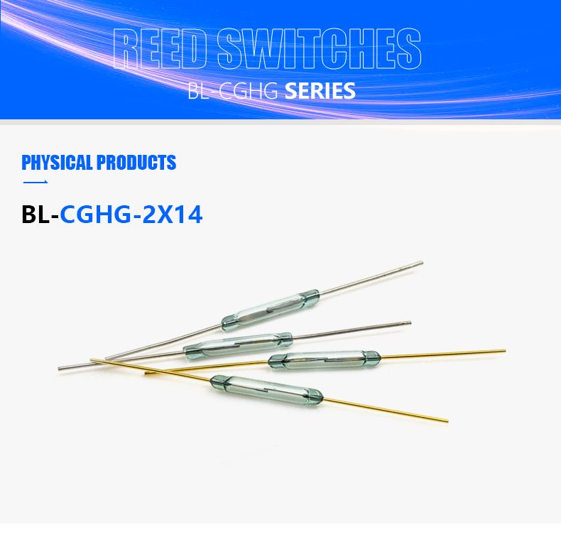 BL-CGHG-2X14 smd magnetic switch normally open green glass 110V size 2*14MM reed switch
