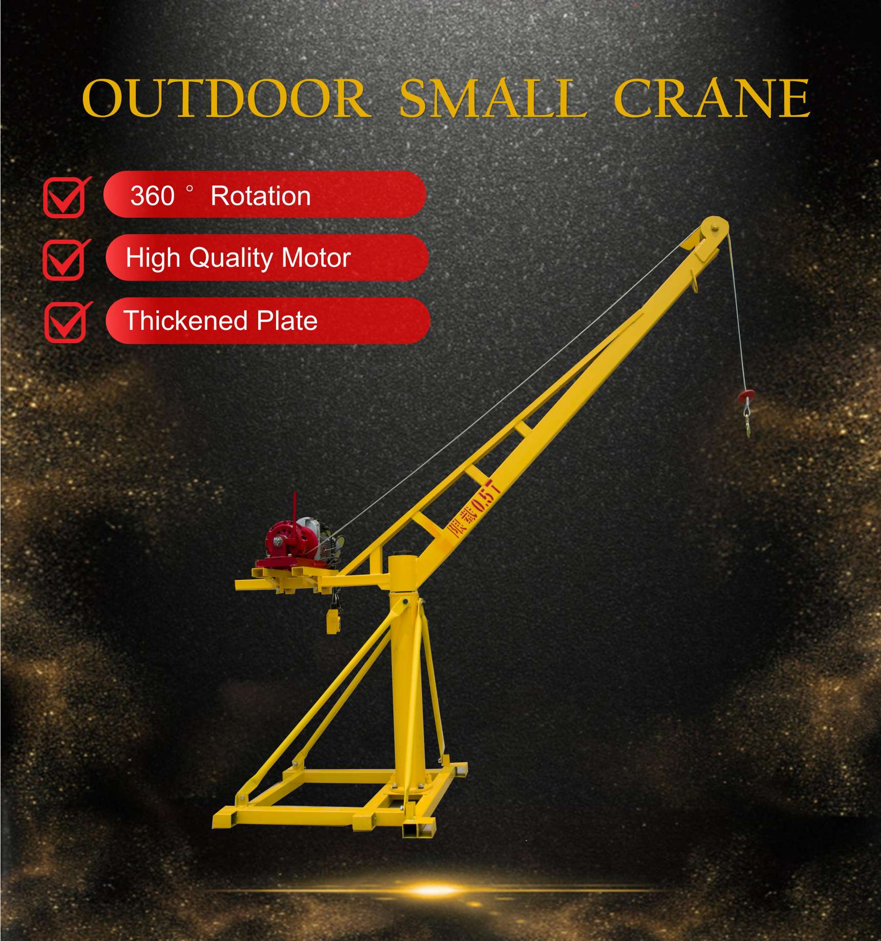 360 Degree House Materials Construction  Portable Small Jib Lift Mini Crane 360 Degree Factory Sale with Loading 400 kg Jib Lift
