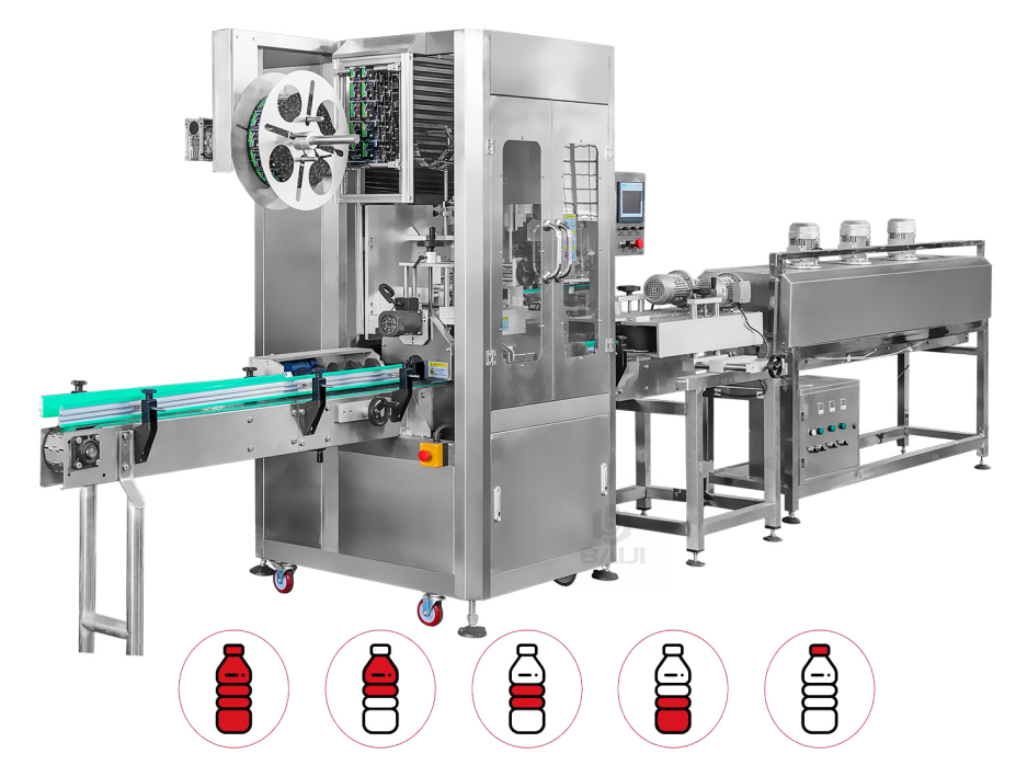 Zhangjiagang supply soda water / juice / carbonated drink shrink sleeve labeling machine with steam tunnel price
