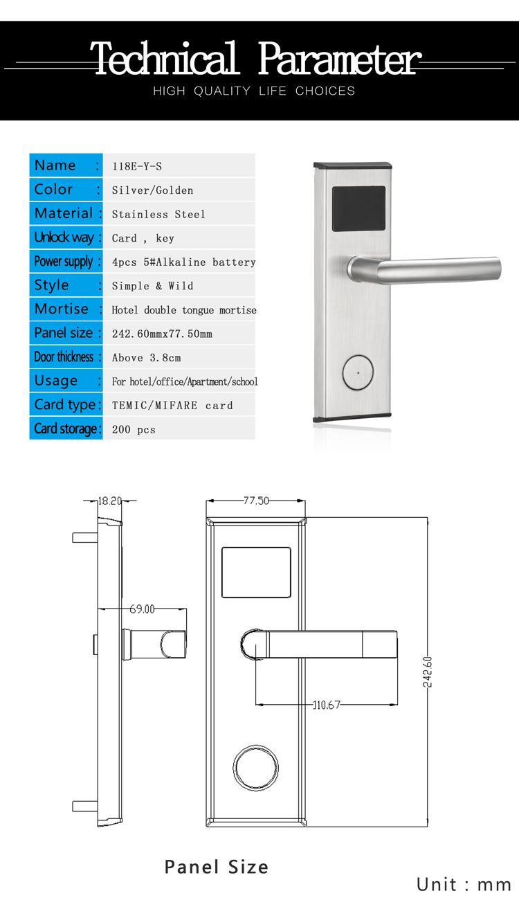 RF key card reader rfid intelligent wooden door locks system keyless electronic price manufacturer digital smart door hotel lock