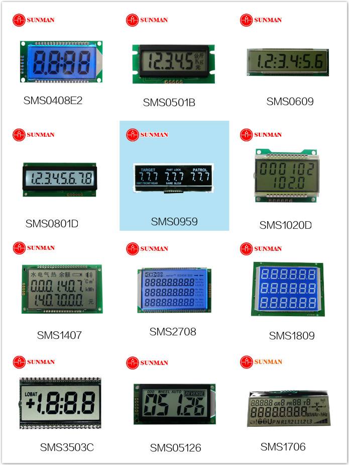 LCD screen factory custom size 4 digit 7 segment static LCD display for clock and timer