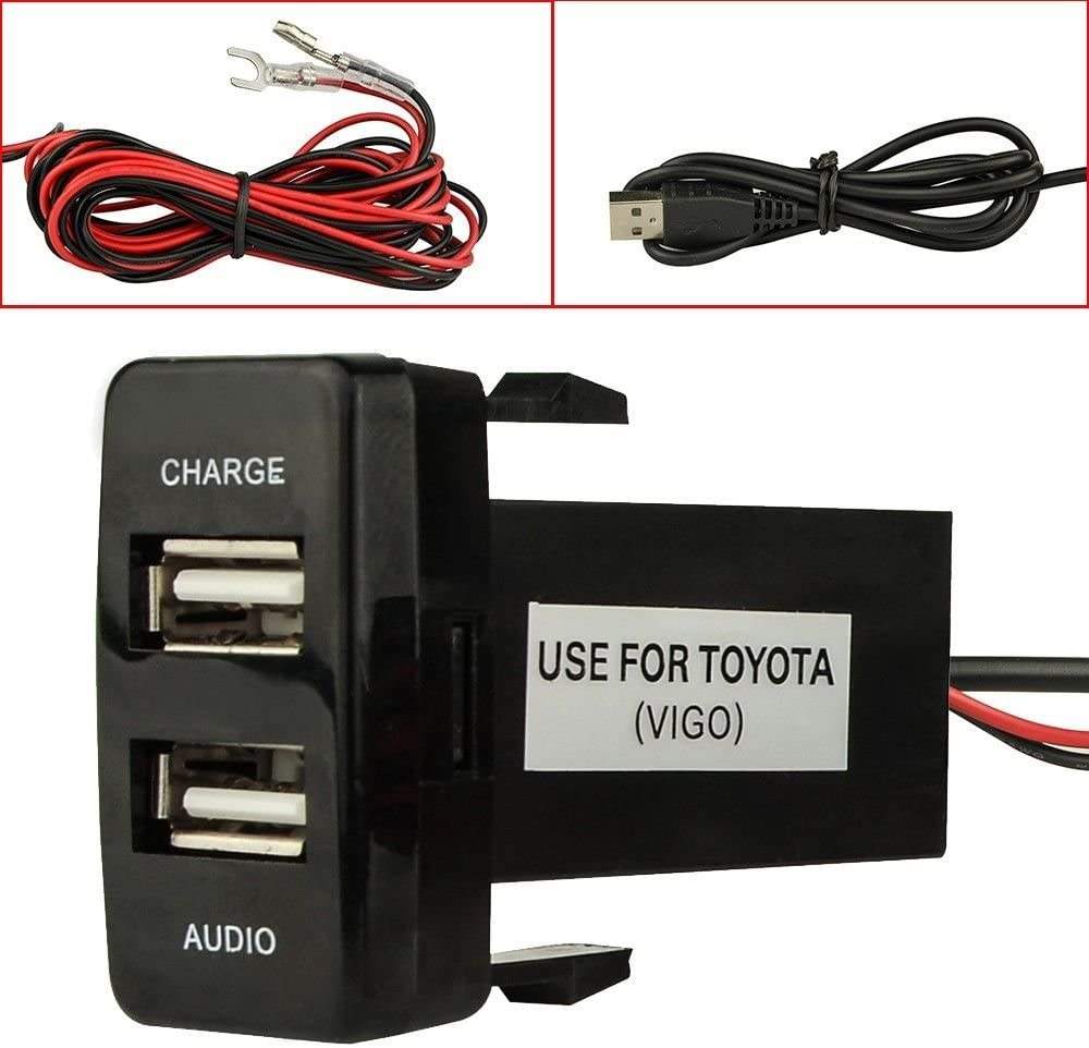 Dual Port USB Car Charger with Audio Socket USB Charging for Digital Cameras/Mobile Devices for To yota