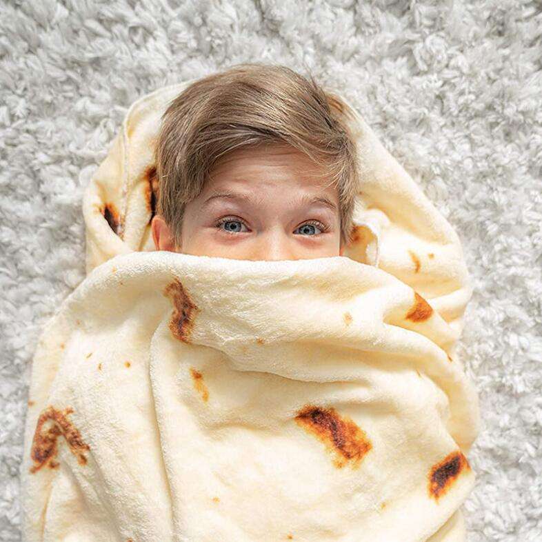 Hottest Customized Printing Flannel throw blanket warm funny 72 inch round tortilla burrito throw blanket