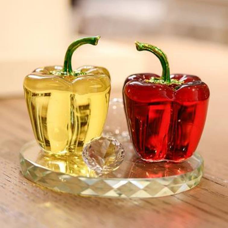 Glass Crystal Capsicum Annuum Green Pepper Red Yellow Chili Colored Bell Pepper Kitchen Decorate