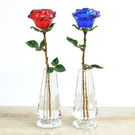Figurines Craft Wedding Valentine's Day Gifts Gifts Wedding Home Table Decoration Ornament Crystal Glass Rose Flower