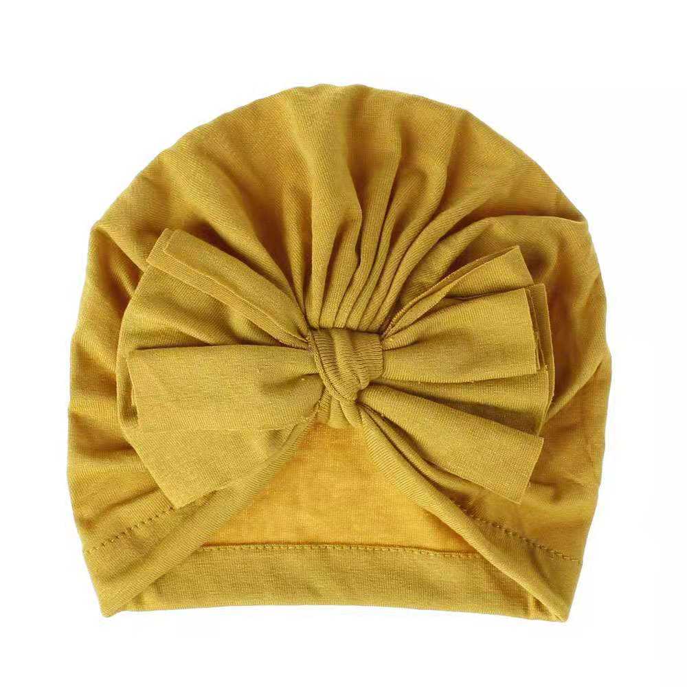 Newest Style Fashionable Attractive Solid Color Reusable Baby Girls turban headbands Bow Turbans Hats