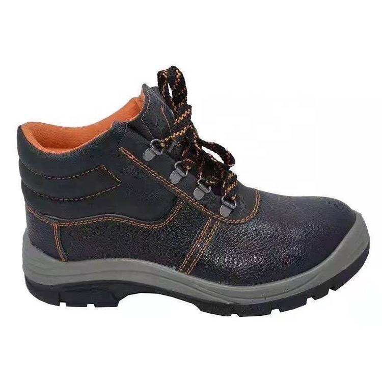 Oil proof skid proof puncture proof  steel foot working  cowhide steel toe injection molding  high cut safety shoes