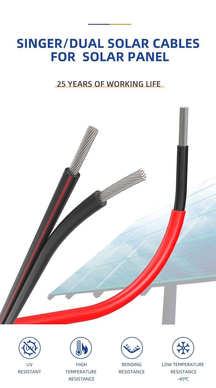 tuv dc 2.5mm 4mm2 electric cable pv solar panel cable