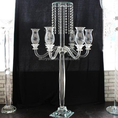 Table Top Decoration Glass Flower Stand Centerpiece Crystal Candelabra For Wedding Table