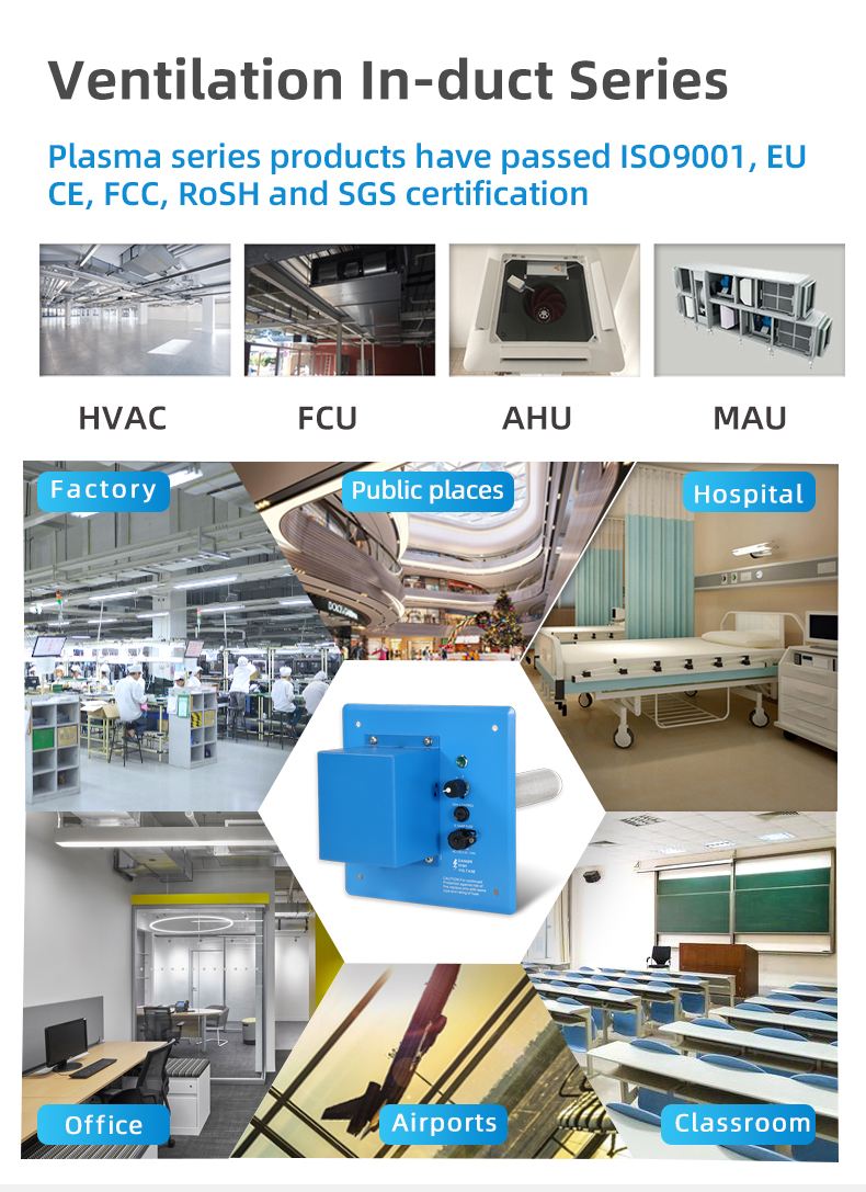Plasmacluster Duct Ion Generator Air Purifier Handling Unit Purifier Plasma Air Disinfection Sterilization Machine