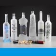 Fancy Clear flint vodka whisky wine spirit glass bottle for liquor Custom logo round shape750ml glass liquor bottles wholesale