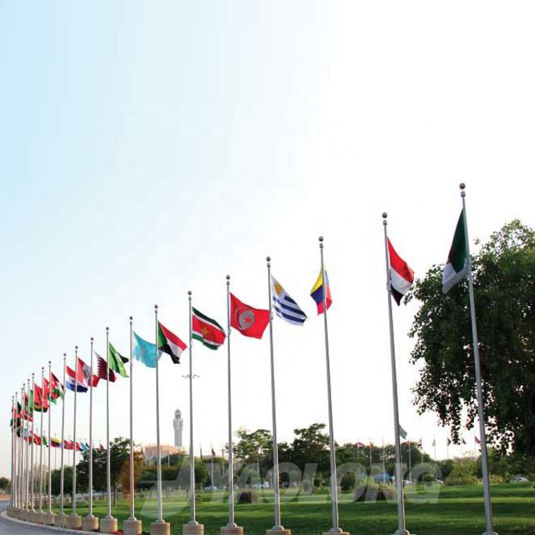 Yaolong Wind Resistant Huge Outside Install Aluminum/Stainless Steel/Galvanized  Flag Flagpole Supplied To Saudi Arabia