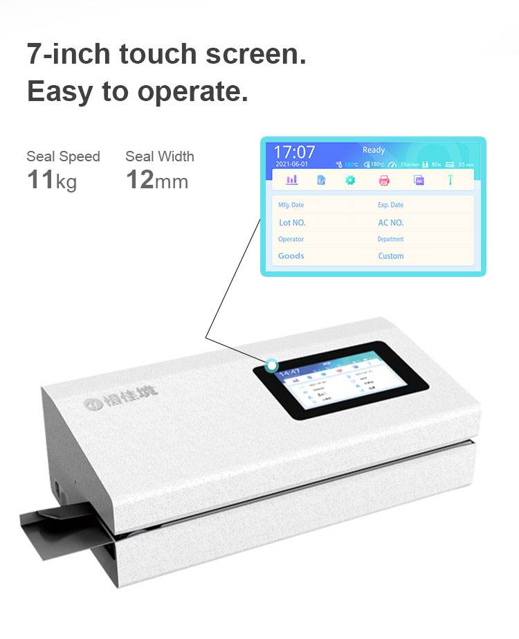 Top selling product 11kg weight and 7 inch touch screen white medical sealing machine