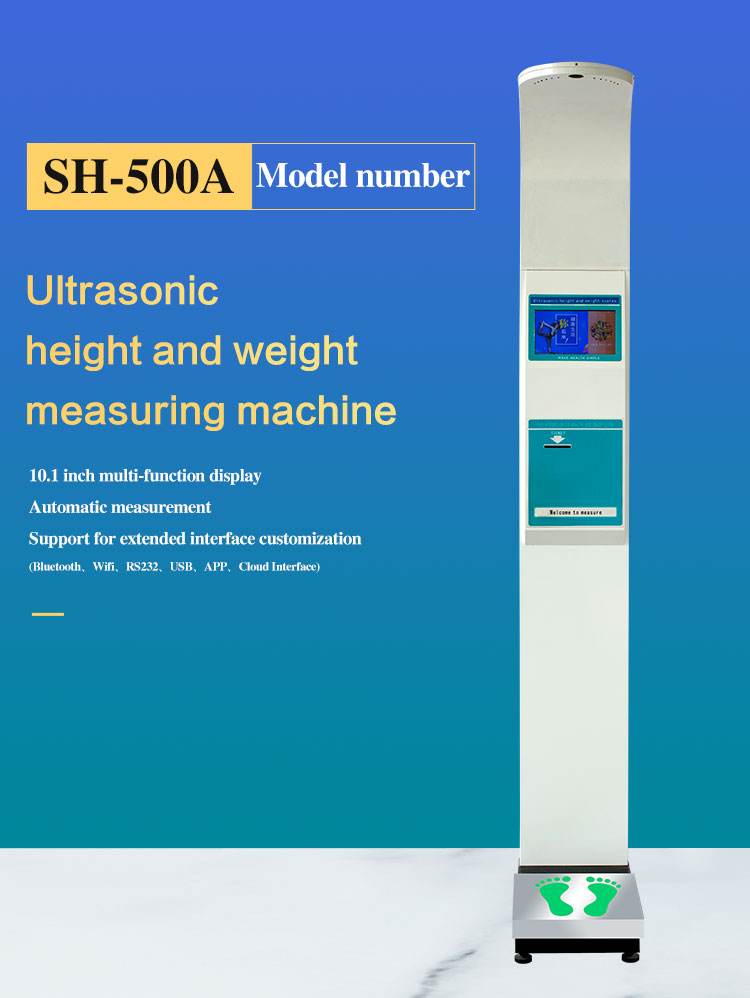 ultrasonic 500kg bmi height weight machine with printing and blood pressure sh800a coinoperated body composition analyzer scale