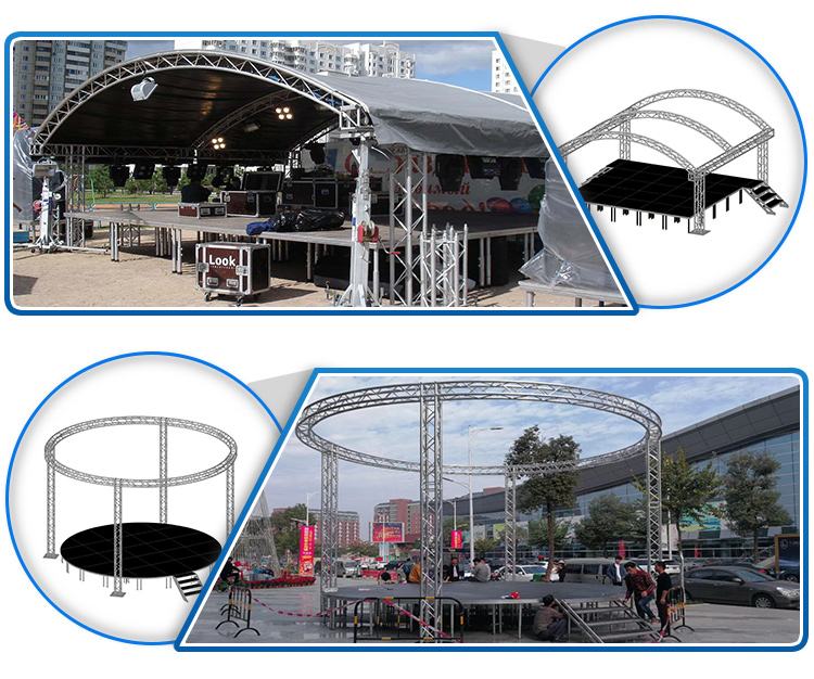 Aluminum Mobile Portable Stage Platform with 6 Pillar Box Truss Aluminum Stage Structure for Outdoor Concert