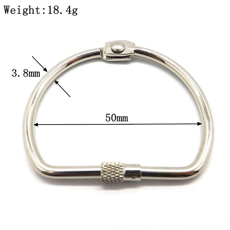 YIWANG Metal Silver 2 Inch Key Ring Holder Screw Lock D Ring